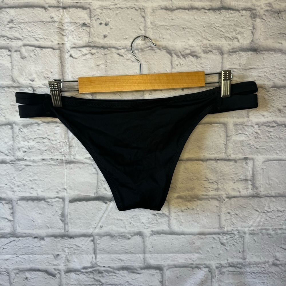 Shade & Shore Never Worn Black Hipster Bikini Swim Bottom Hip Detail Women Large